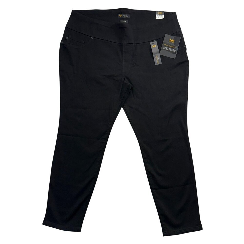 Lee‎ Plus Pull On Jeans Skinny Leg Stretch Mid Rise Black Size 22W Petite NWT